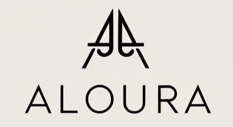 Aloura logo on a beige background